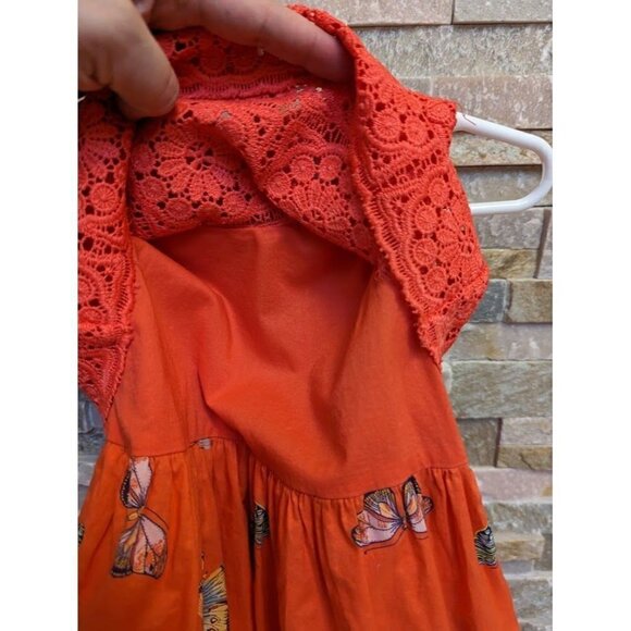 Gap Baby Orange Butterfly Print Sleeveless Summer Cotton Dress Toddler Size 3 - Picture 5 of 6
